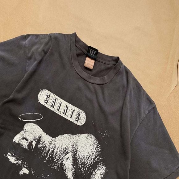 Saint Michael  Sheep and Lion  Short Sleeve Washed Black - Picture 8 of 14